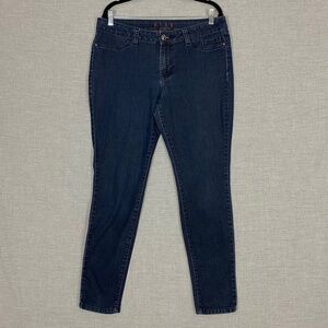 Elle Jeans 14R Mid Rise Tapered Stretch Dark Wash Blue